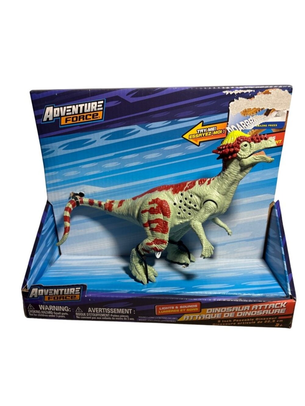Adventure Force Dinosaur Attack 9-Inch Poseable Lights Roaring Sounds NEW